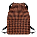 Red Brown Houndstooth Pattern Print Drawstring Backpack