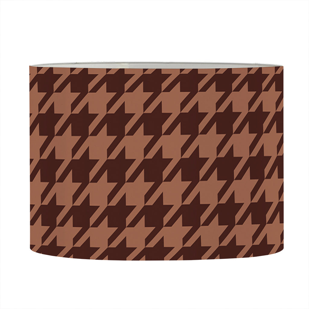 Red Brown Houndstooth Pattern Print Drum Lamp Shade
