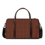 Red Brown Houndstooth Pattern Print Duffle Bag
