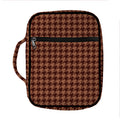 Red Brown Houndstooth Pattern Print Front Pocket Bible Bag