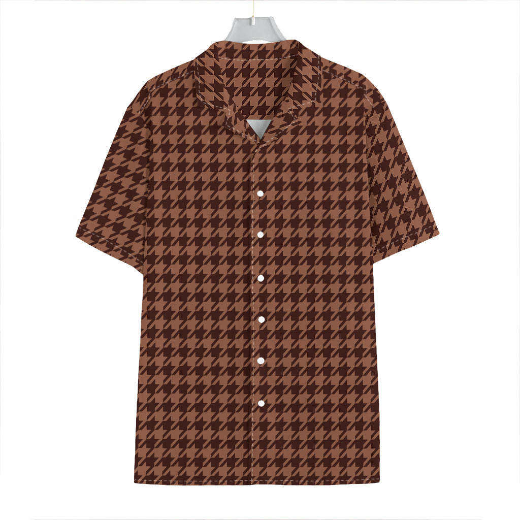 Red Brown Houndstooth Pattern Print Hawaiian Shirt