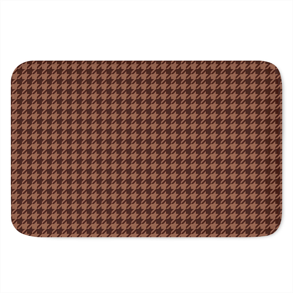 Red Brown Houndstooth Pattern Print Indoor Door Mat