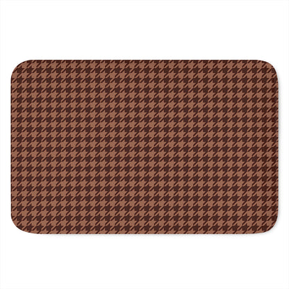 Red Brown Houndstooth Pattern Print Indoor Door Mat