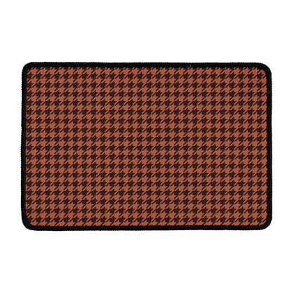 Red Brown Houndstooth Pattern Print Kitchen Mat