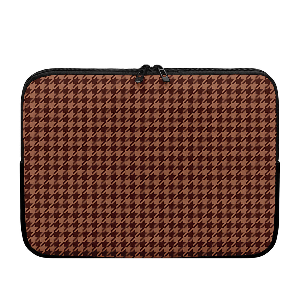 Red Brown Houndstooth Pattern Print Laptop Sleeve