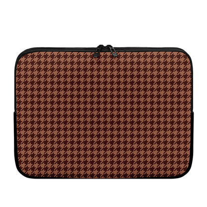 Red Brown Houndstooth Pattern Print Laptop Sleeve