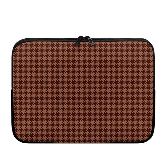 Red Brown Houndstooth Pattern Print Laptop Sleeve