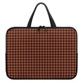 Red Brown Houndstooth Pattern Print Laptop Sleeve With Handle