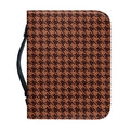 Red Brown Houndstooth Pattern Print Leather Bible Cover