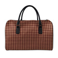 Red Brown Houndstooth Pattern Print Leather Duffel Bag
