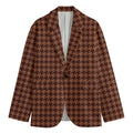Red Brown Houndstooth Pattern Print Men's Blazer