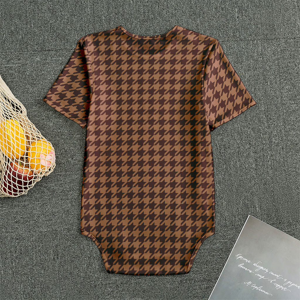 Red Brown Houndstooth Pattern Print Men's Bodysuit