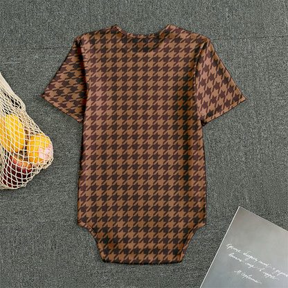 Red Brown Houndstooth Pattern Print Men's Bodysuit