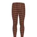 Red Brown Houndstooth Pattern Print Men's Leggings