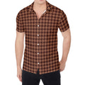 Red Brown Houndstooth Pattern Print Men's Shirt