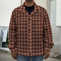 Red Brown Houndstooth Pattern Print Men's Shirt Jacket