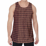 Red Brown Houndstooth Pattern Print Men's Velvet Tank Top