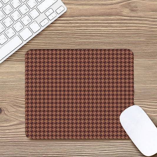 Red Brown Houndstooth Pattern Print Mouse Pad
