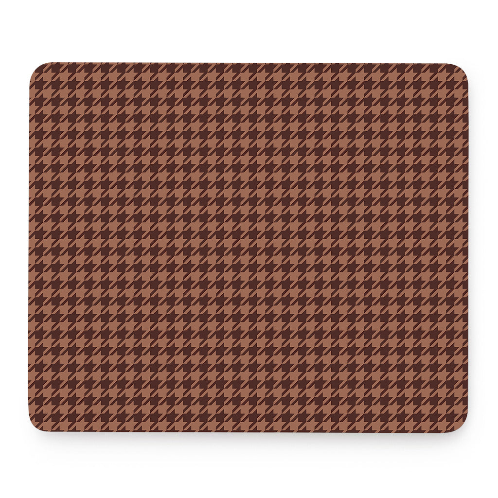 Red Brown Houndstooth Pattern Print Mouse Pad