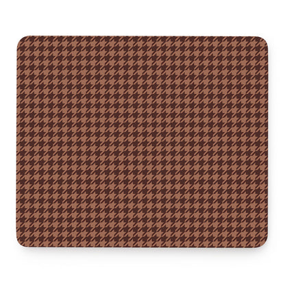 Red Brown Houndstooth Pattern Print Mouse Pad