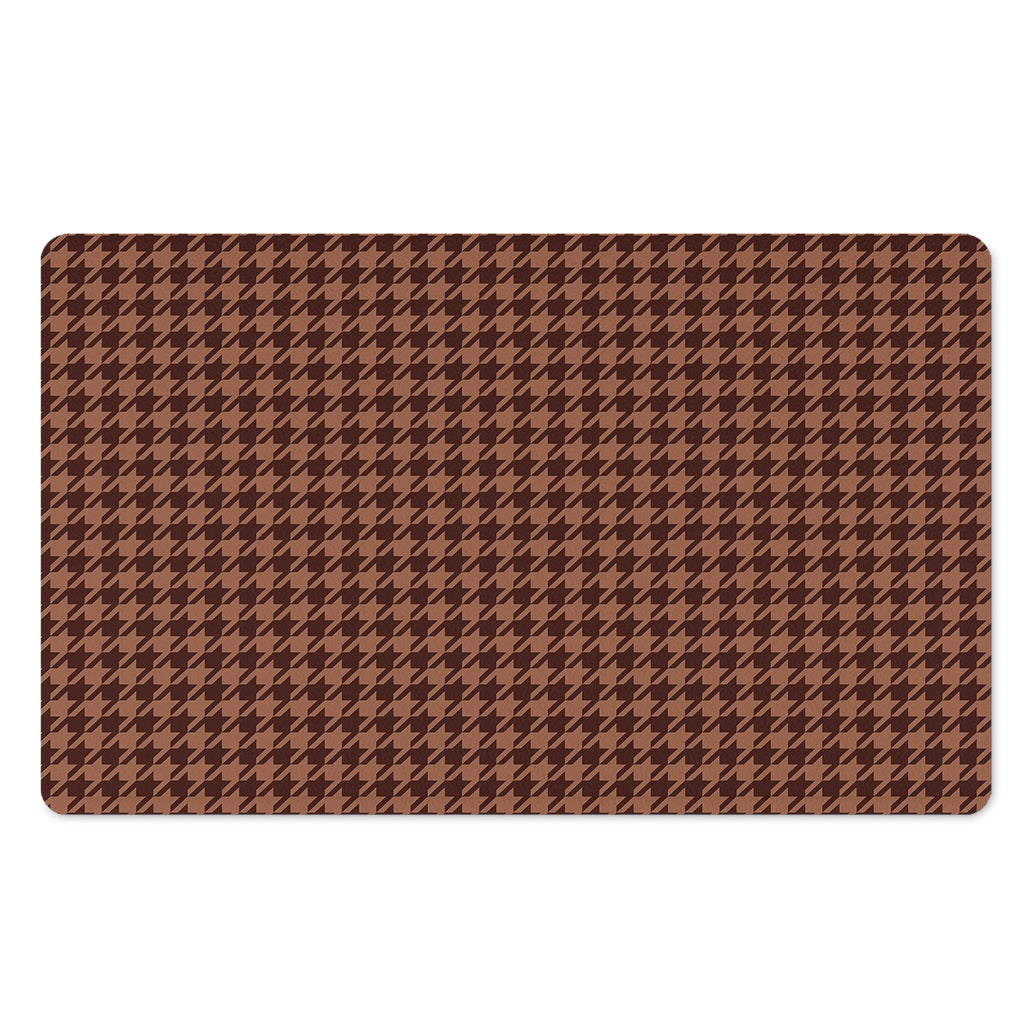 Red Brown Houndstooth Pattern Print Polyester Doormat