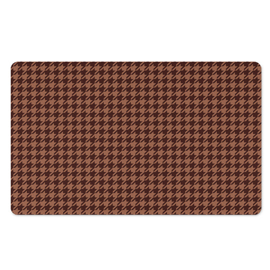 Red Brown Houndstooth Pattern Print Polyester Doormat