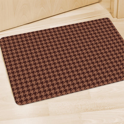 Red Brown Houndstooth Pattern Print Polyester Doormat
