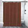 Red Brown Houndstooth Pattern Print Premium Shower Curtain