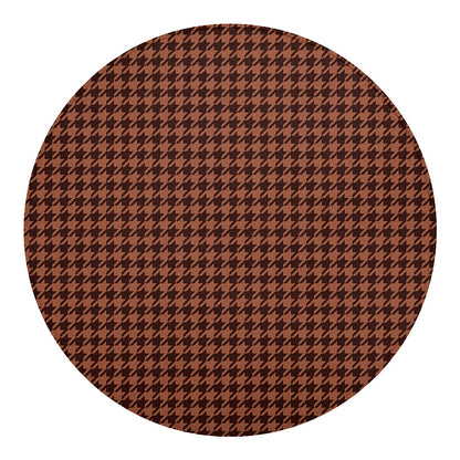 Red Brown Houndstooth Pattern Print Round Blanket