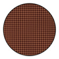 Red Brown Houndstooth Pattern Print Round Floor Mat