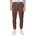 Red Brown Houndstooth Pattern Print Joggers