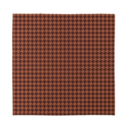 Red Brown Houndstooth Pattern Print Silk Bandana