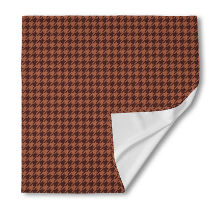 Red Brown Houndstooth Pattern Print Silk Bandana
