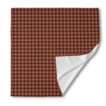Red Brown Houndstooth Pattern Print Silk Bandana