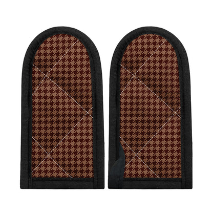 Red Brown Houndstooth Pattern Print Skillet Handle Cover