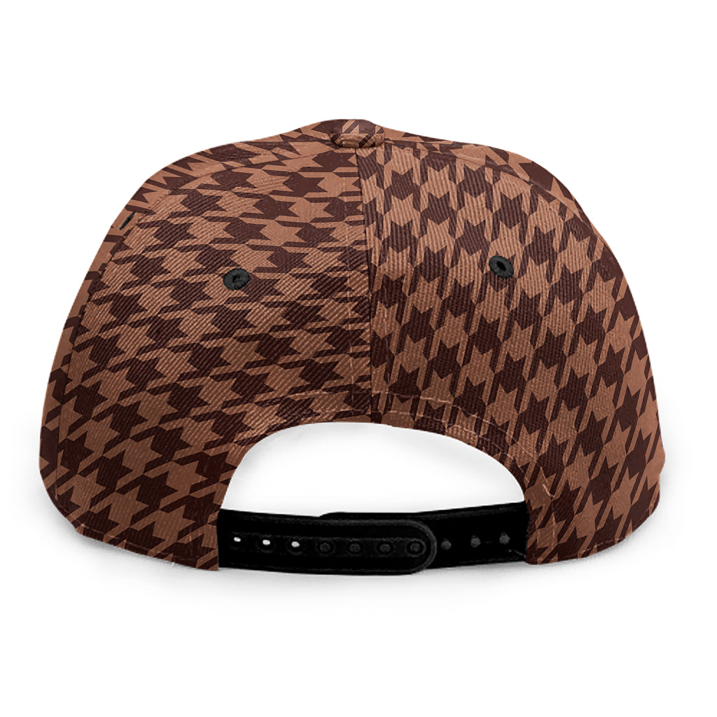 Red Brown Houndstooth Pattern Print Snapback Cap