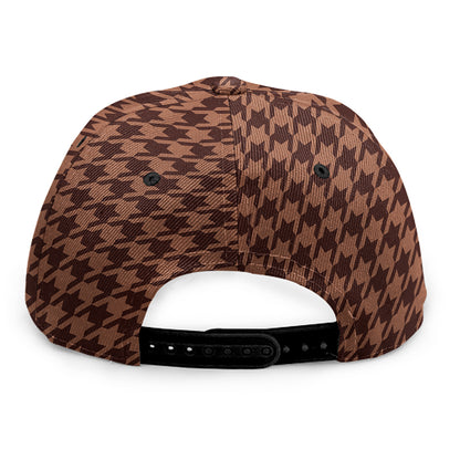 Red Brown Houndstooth Pattern Print Snapback Cap