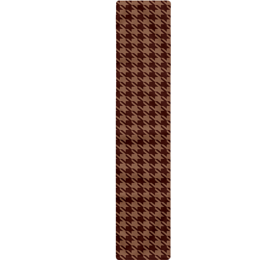 Red Brown Houndstooth Pattern Print Table Runner
