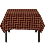 Red Brown Houndstooth Pattern Print Tablecloth