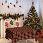 Red Brown Houndstooth Pattern Print Tablecloth