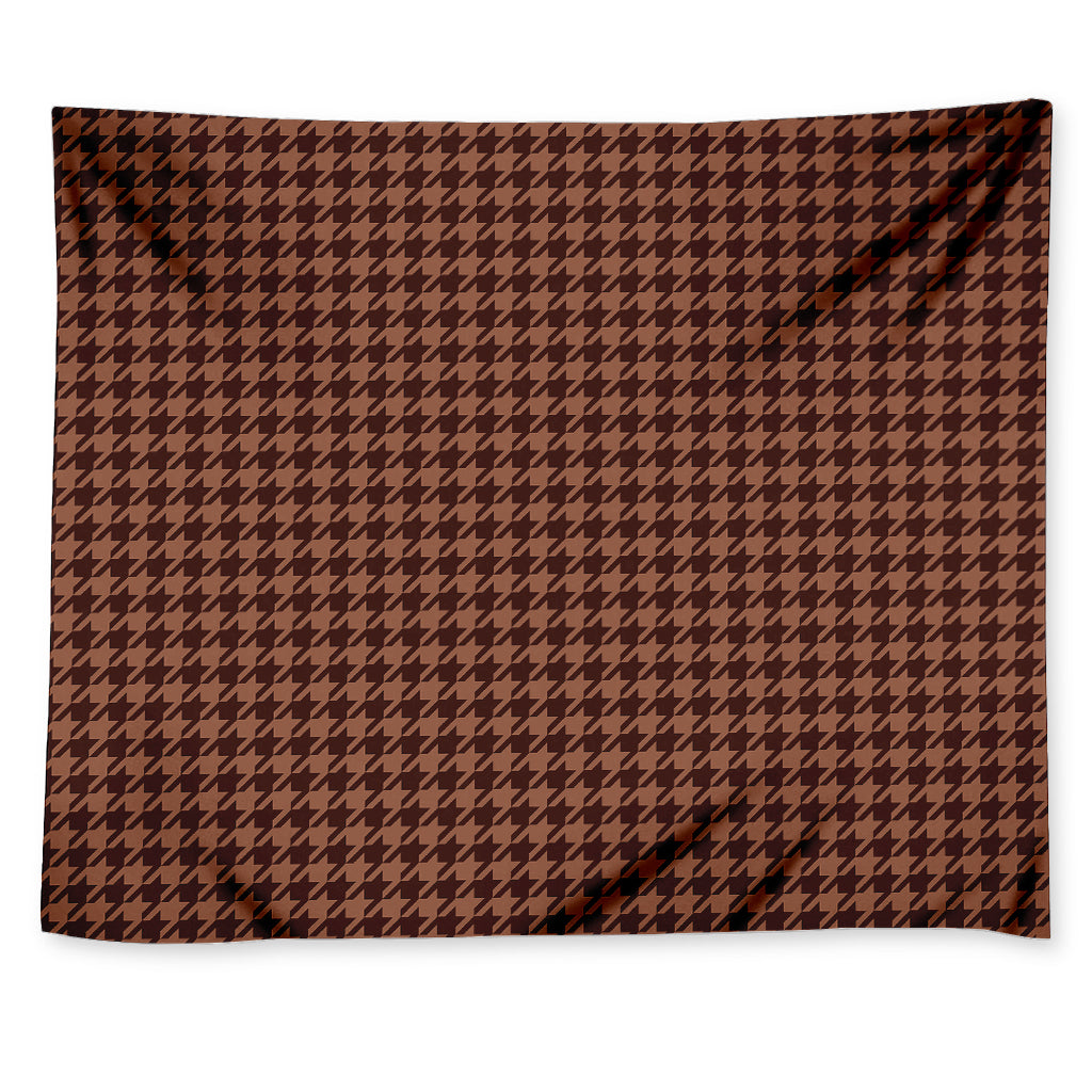 Red Brown Houndstooth Pattern Print Tapestry