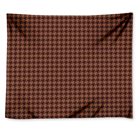 Red Brown Houndstooth Pattern Print Tapestry