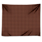 Red Brown Houndstooth Pattern Print Tapestry
