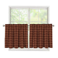 Red Brown Houndstooth Pattern Print Tier Curtains