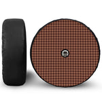 Red Brown Houndstooth Pattern Print Tire Cover With Camera Hole