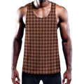 Red Brown Houndstooth Pattern Print Men's Workout Tank Top