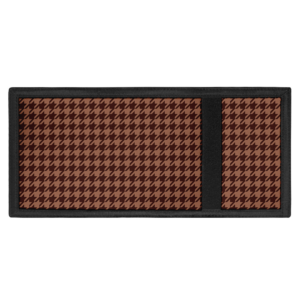 Red Brown Houndstooth Pattern Print Trifold Wallet