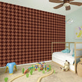 Red Brown Houndstooth Pattern Print Wall Sticker