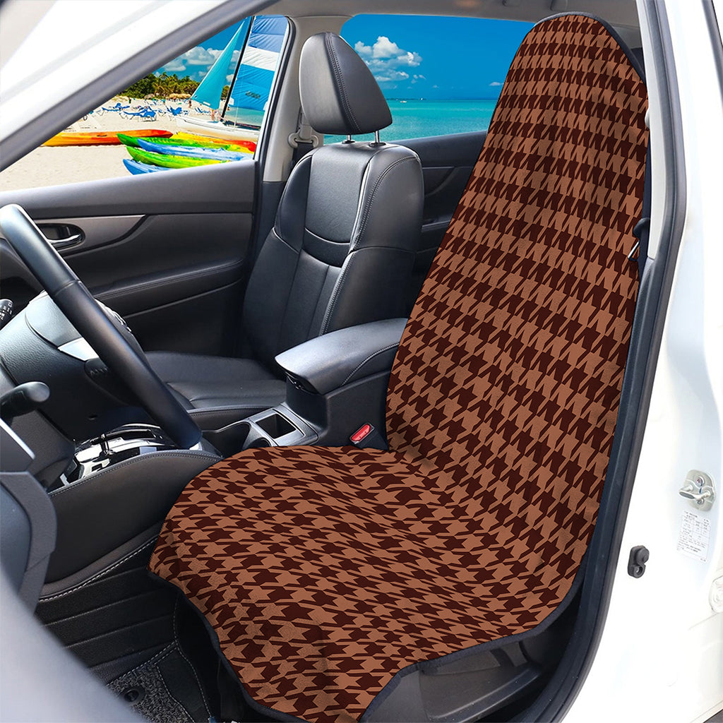 Red Brown Houndstooth Pattern Print Waterproof Car Seat Cover