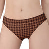 Red Brown Houndstooth Pattern Print Women's Panties